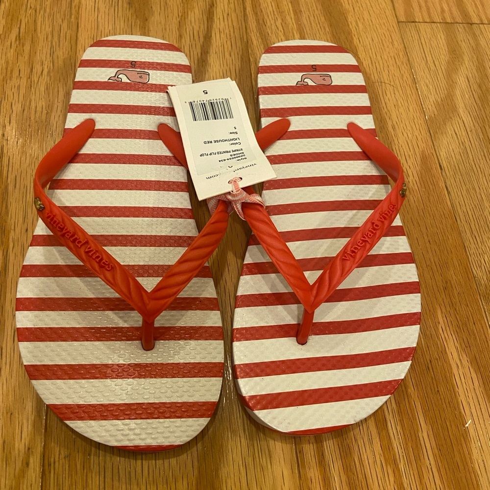 Vine Striped Flip Flops NWT